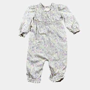 Mabel + Honey Baby Floral Romper 12M Smocked Cottagecore One Piece Outfit